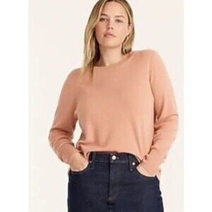 J Crew Cashmere Sweater Womens Medium Peach Crewneck Classic Fit Preppy Luxury